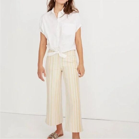 Madewell Emmett Wide-Leg Crop Pants in Stripe